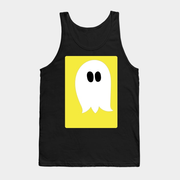 Cute ghost cartoon with BOO text in a yellow frame Tank Top by Angel Dawn Design